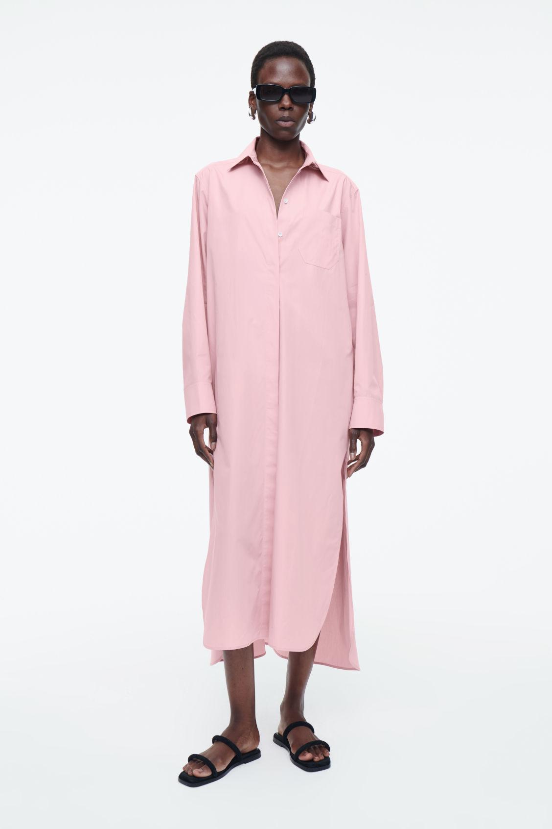 COLLARED MIDI SHIRT DRESS Product Image