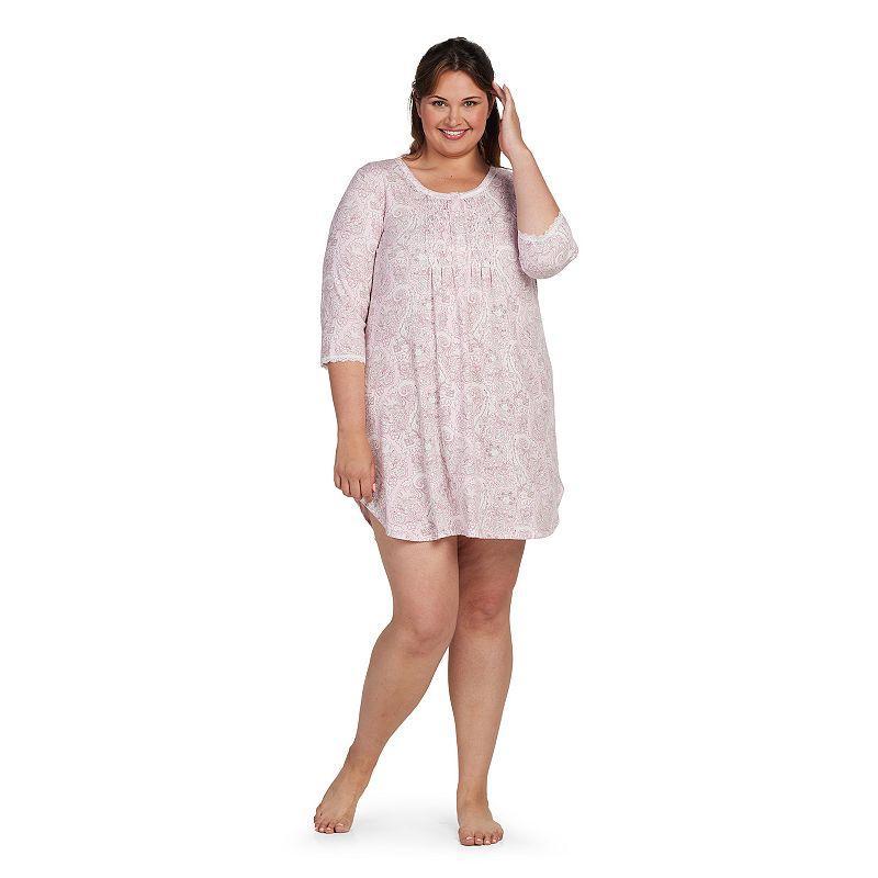 Plus Size Miss Elaine Essentials Cottonessa Short Gown, Womens Product Image