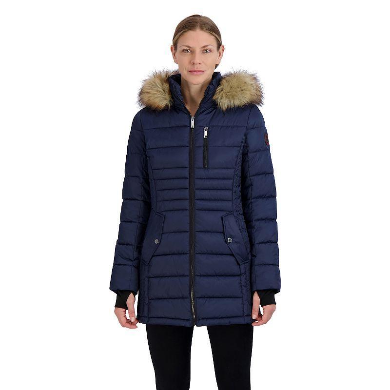 Womens Halitech Faux-Fur Hood Puffer Coat Marine Blue Product Image