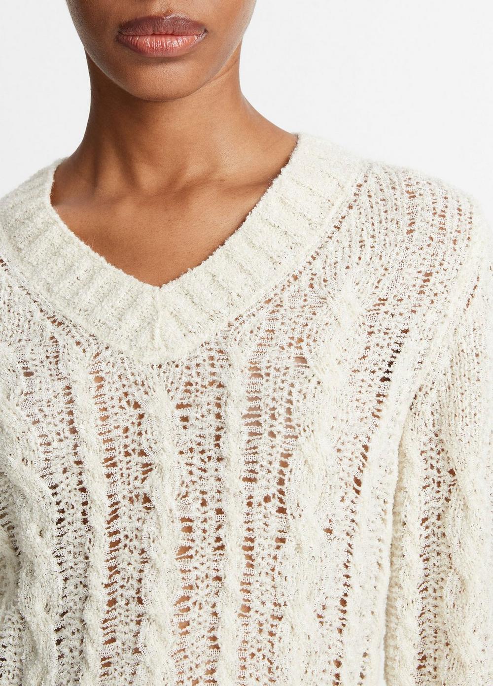 Textured Cable V-Neck Sweater Product Image