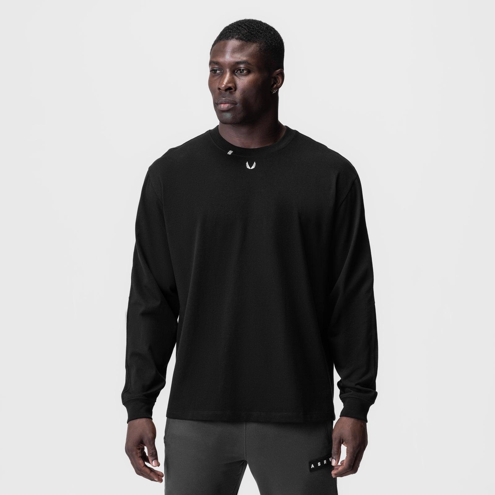 0851. Tech Essential™ Relaxed Long Sleeve  -  Black/White "OTWR" Product Image