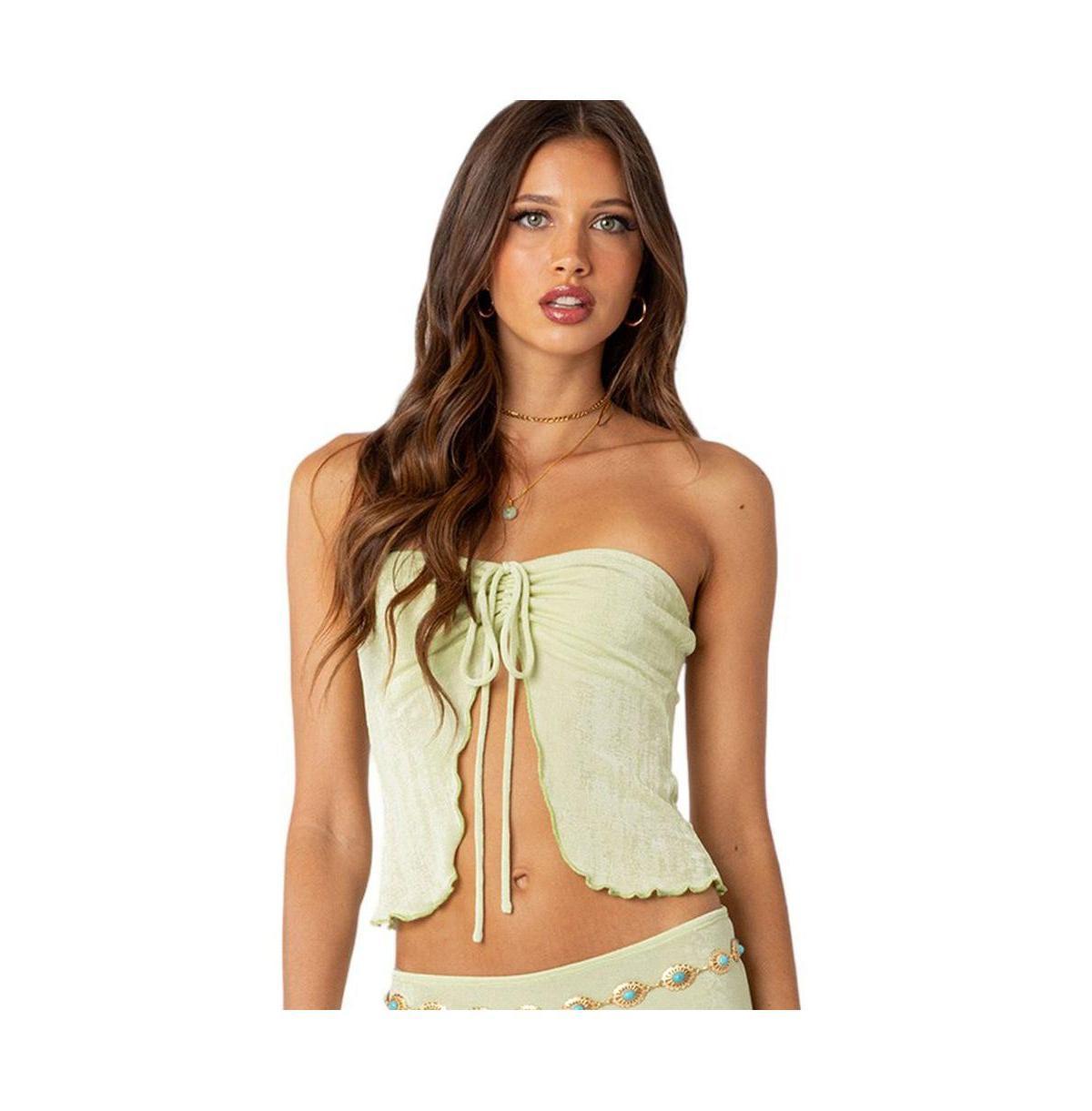 Womens Milan Gathered Split Front Tube Top Product Image