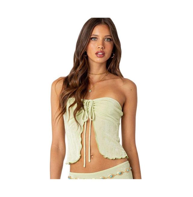 EDIKTED Milan Gathered Split Front Tube Top Product Image