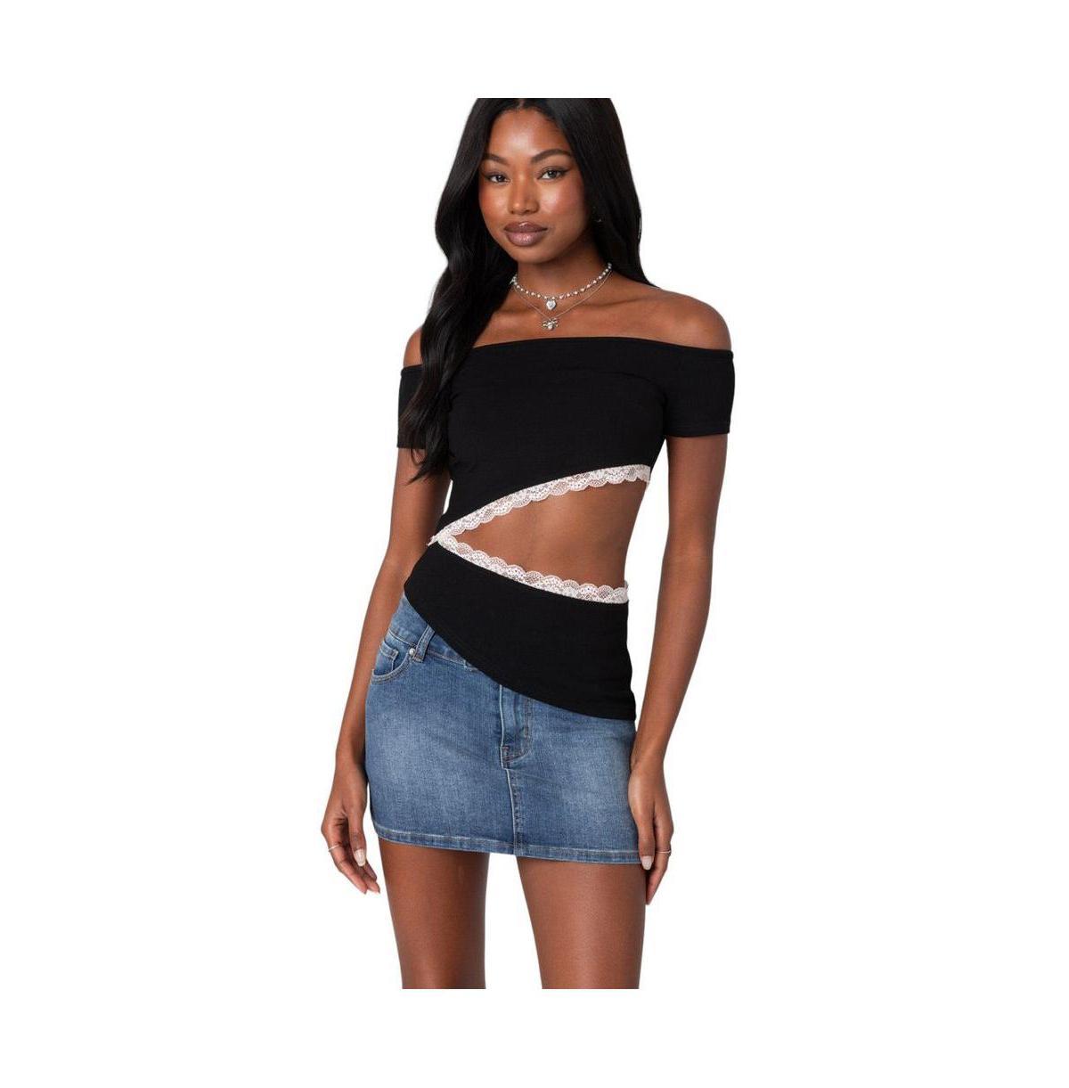 Edikted Womens Annaise Off Shoulder Cut Out Top Product Image