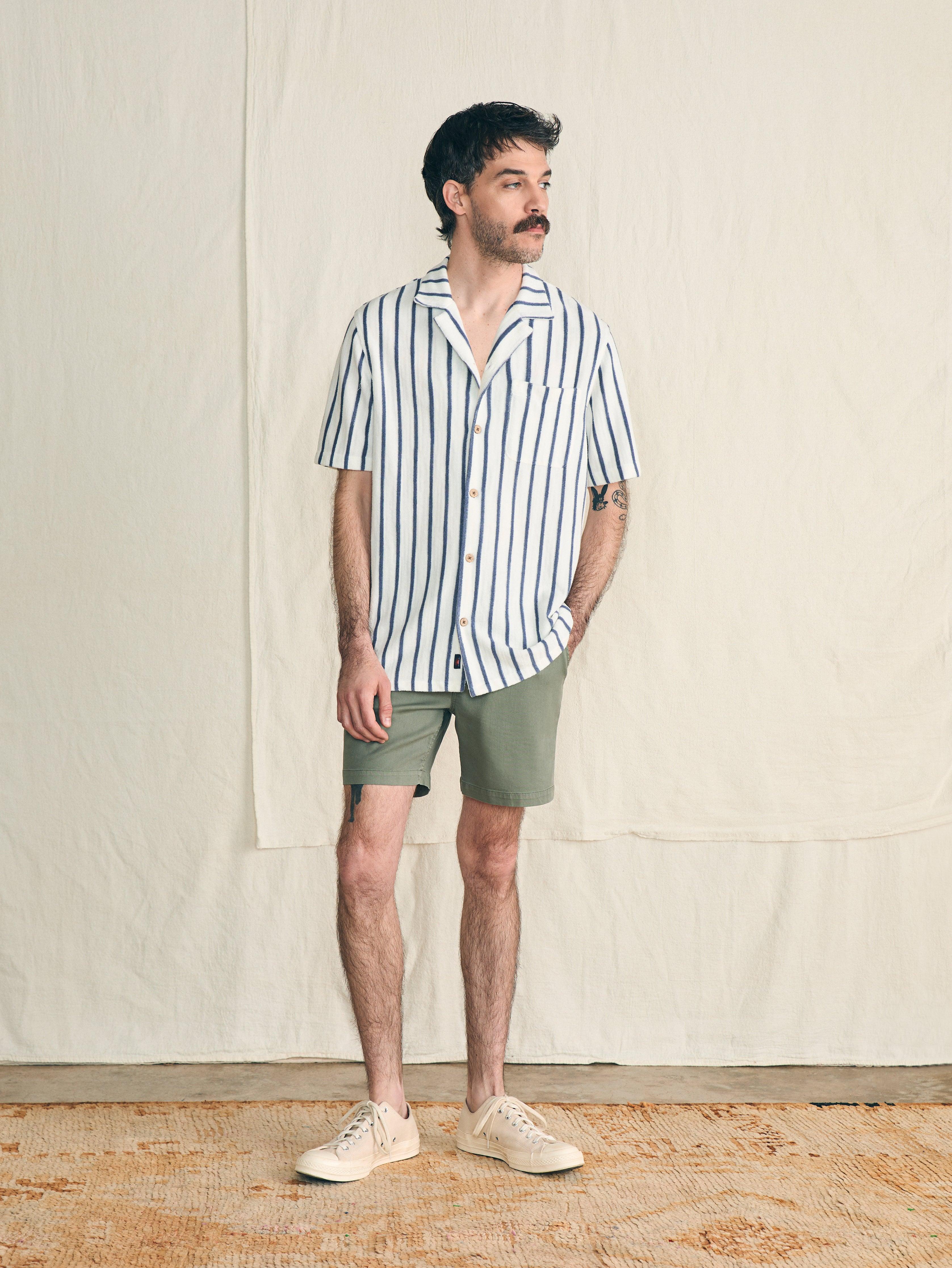 Short-Sleeve Cabana Towel Terry Shirt - Ivory Storm Stripe Male Product Image