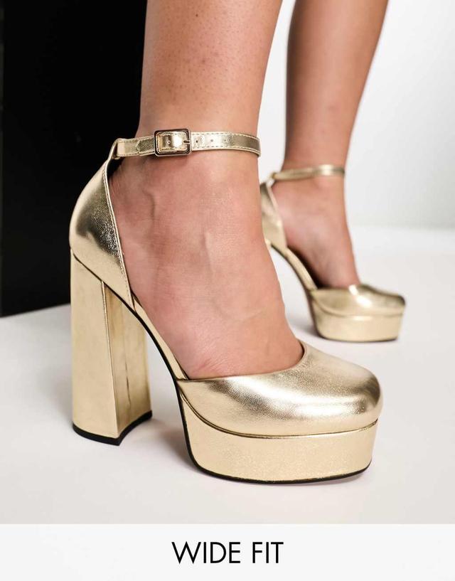 ASOS DESIGN Wide Fit Priority platform high heeled shoes Product Image