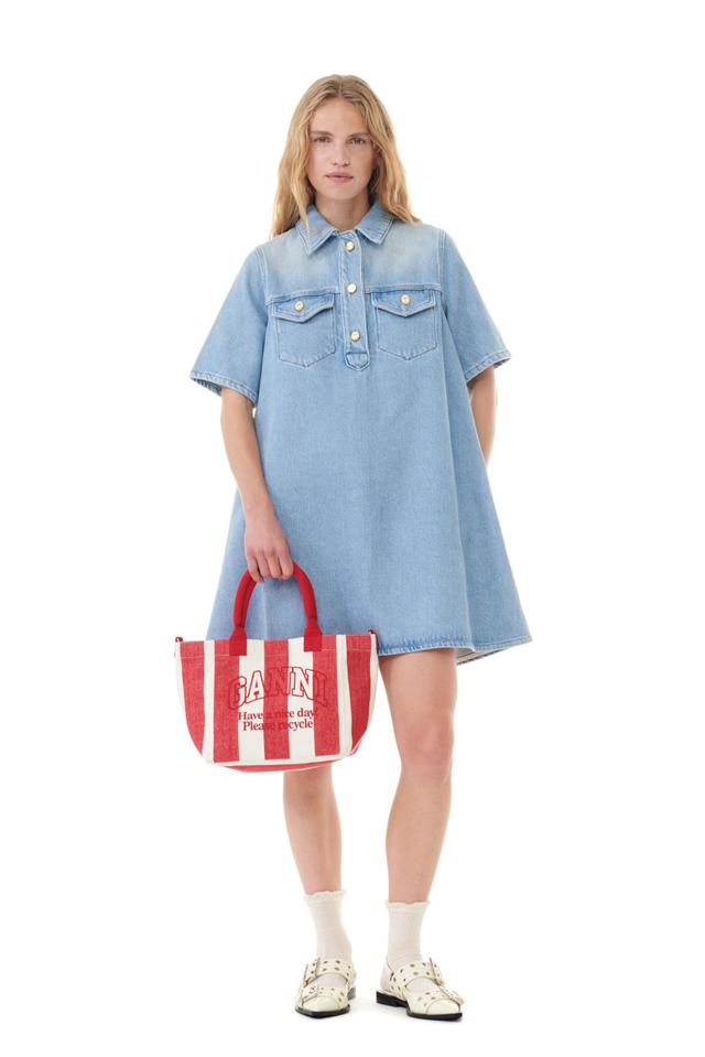 Light Blue Denim Mini Dress Product Image