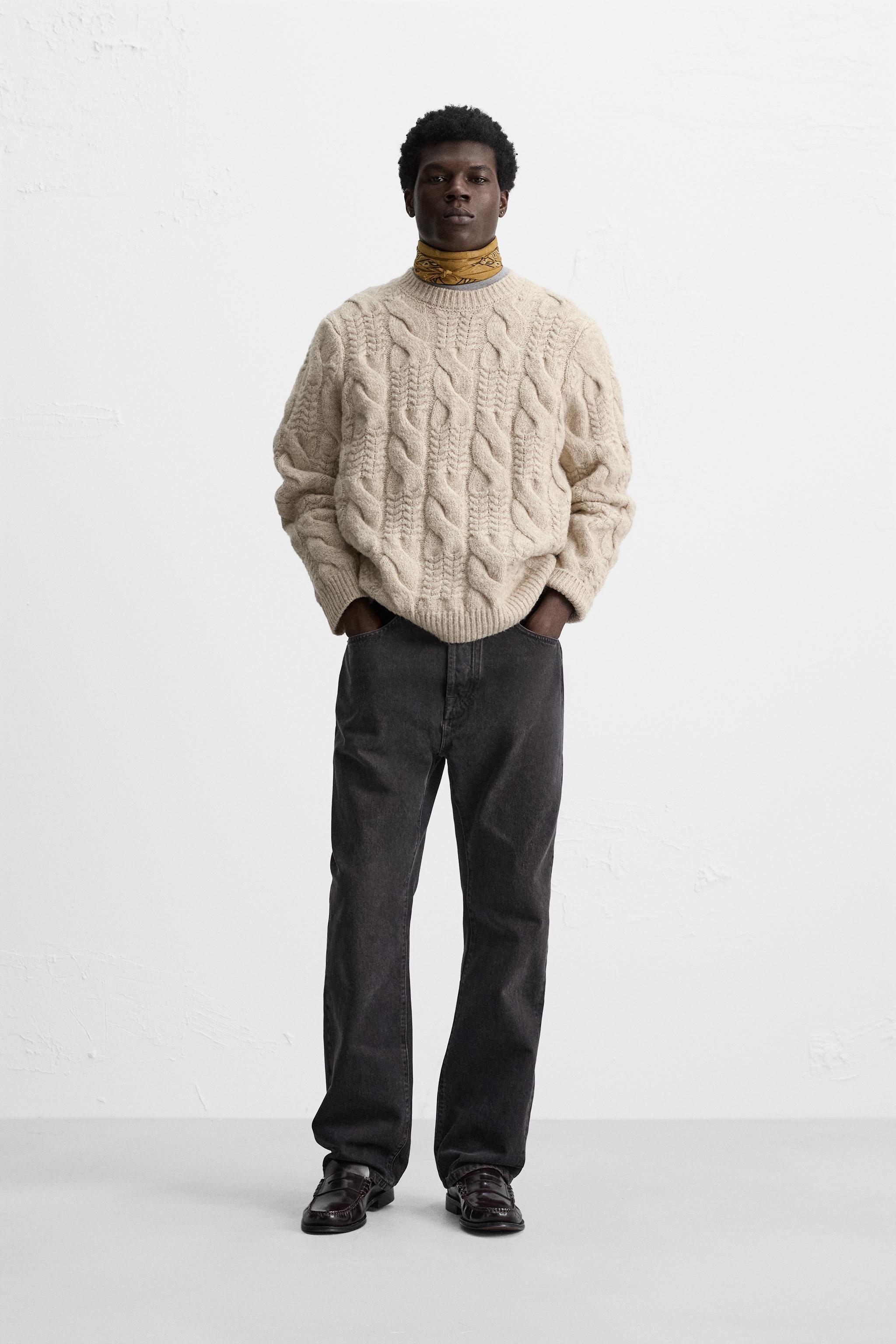 TEXTURED CABLE KNIT SWEATER Product Image