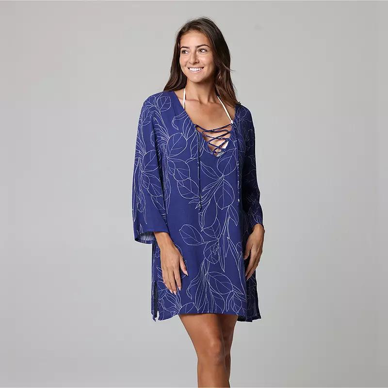 Womens Portocruz Lace Up Swim Cover Tunic Blue Product Image