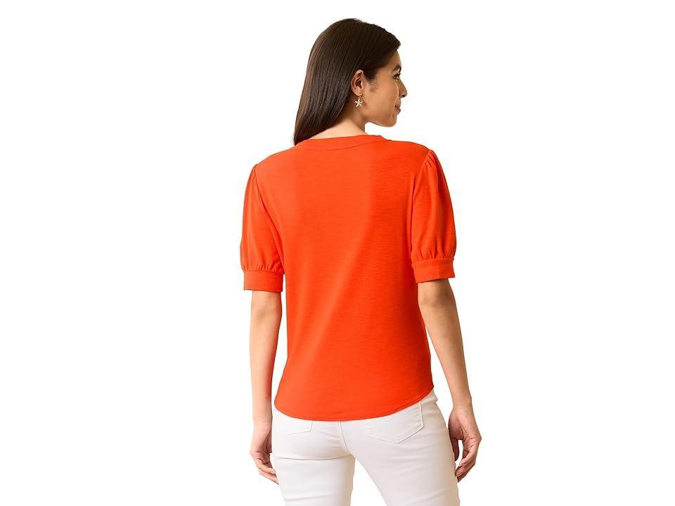 Tommy Bahama Ashby Isles Rib Short Sleeve Puff Top (Orange Flame) Women's Blouse Product Image