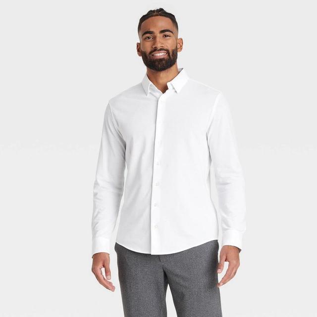 Mens Long Sleeve Button-Down Casual Shirt - Goodfellow & Co True White XL Product Image