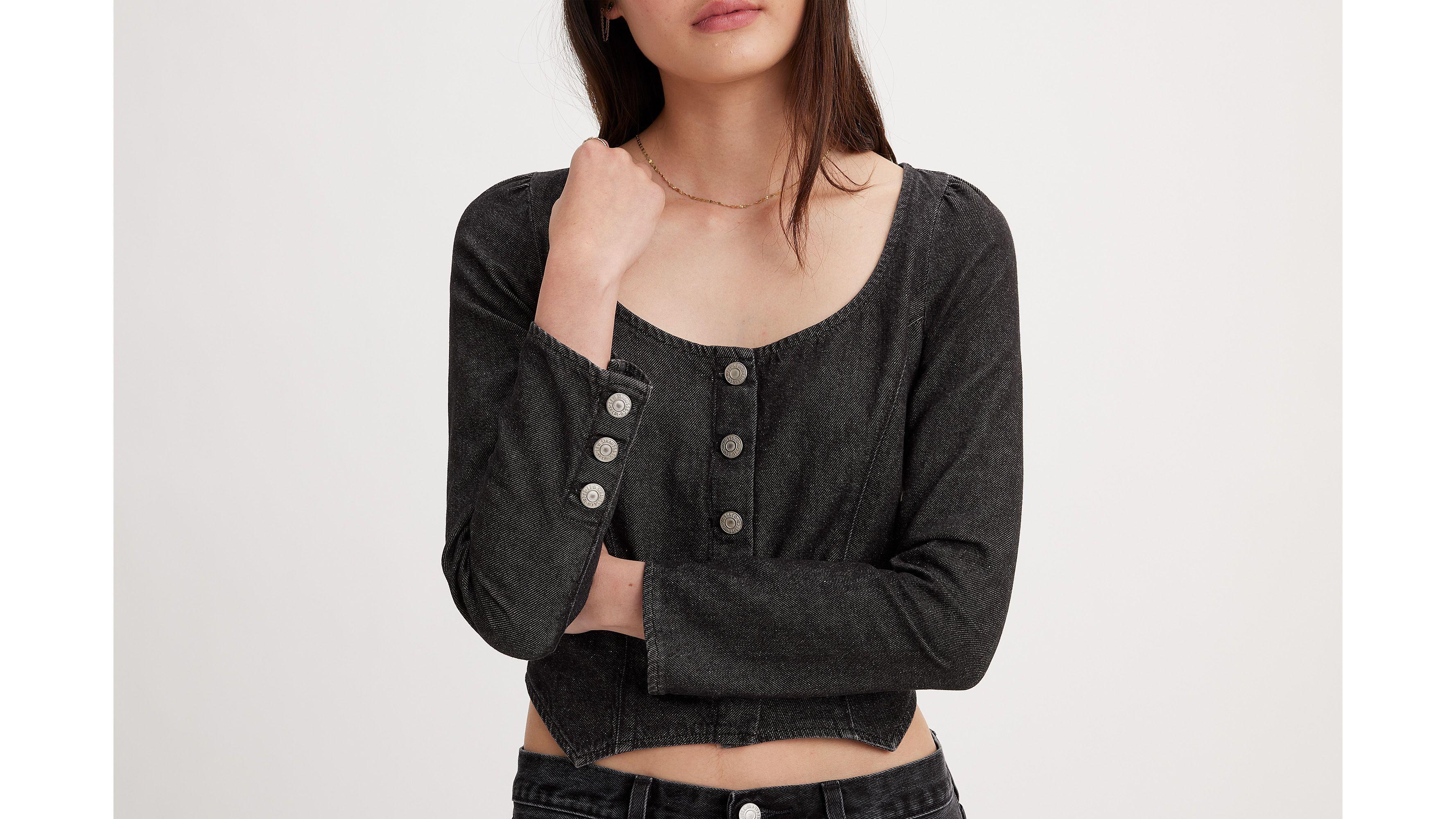 Levi's Denim Long Sleeve Corset Blouse - Women's Product Image