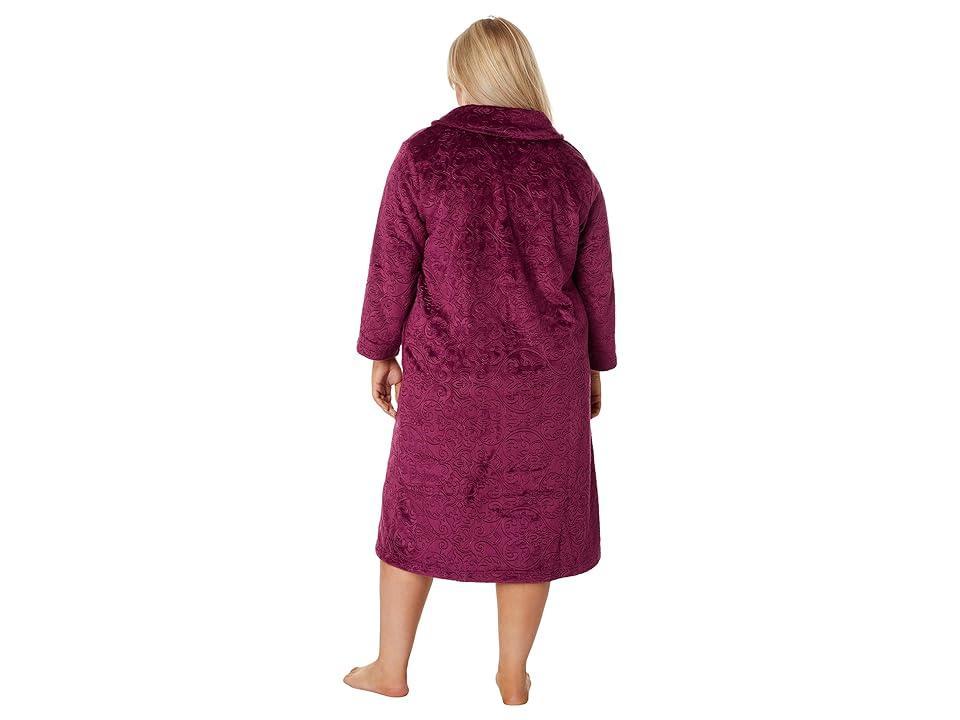 Karen Neuburger Plus Size Long Sleeve 47 Shawl Collar Zip Robe (Magenta) Women's Robe Product Image