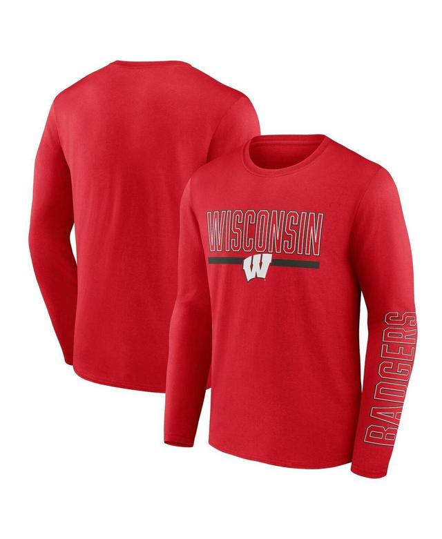 Mens Profile Red Wisconsin Badgers Big and Tall Two-Hit Graphic Long Sleeve T-shirt Product Image