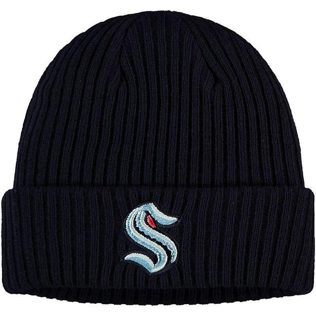 Mens Fanatics Branded Navy Seattle Kraken Core Primary Logo Cuffed Knit Hat, Krk Blue Product Image