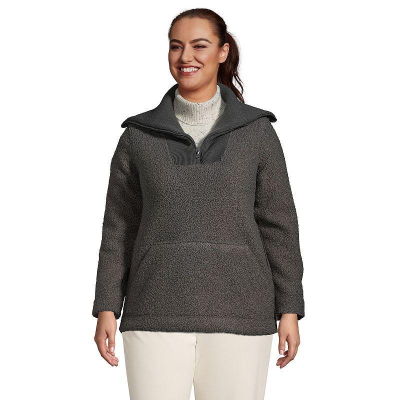 Plus Size Lands End Cozy Boucle Fleece Sweatshirt, Womens Grey Product Image