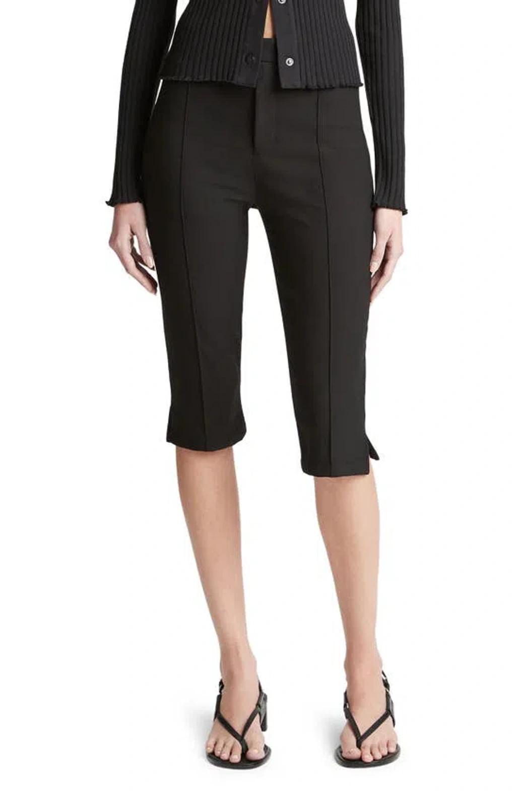 Pintuck Detail Slim Fit Capri Pants In Black Product Image