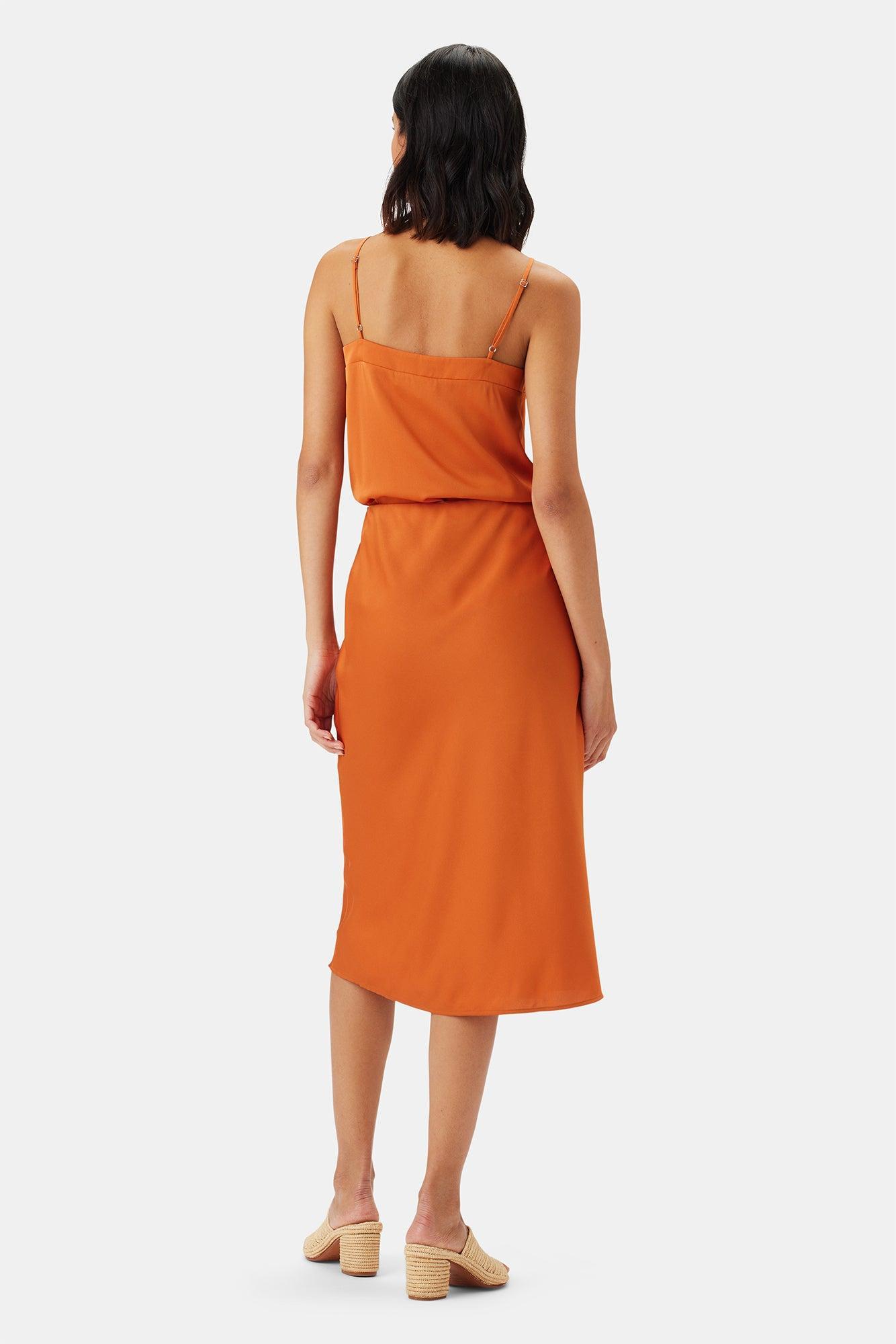 Eve Stretch Silk Skirt - Sunset Orange Product Image