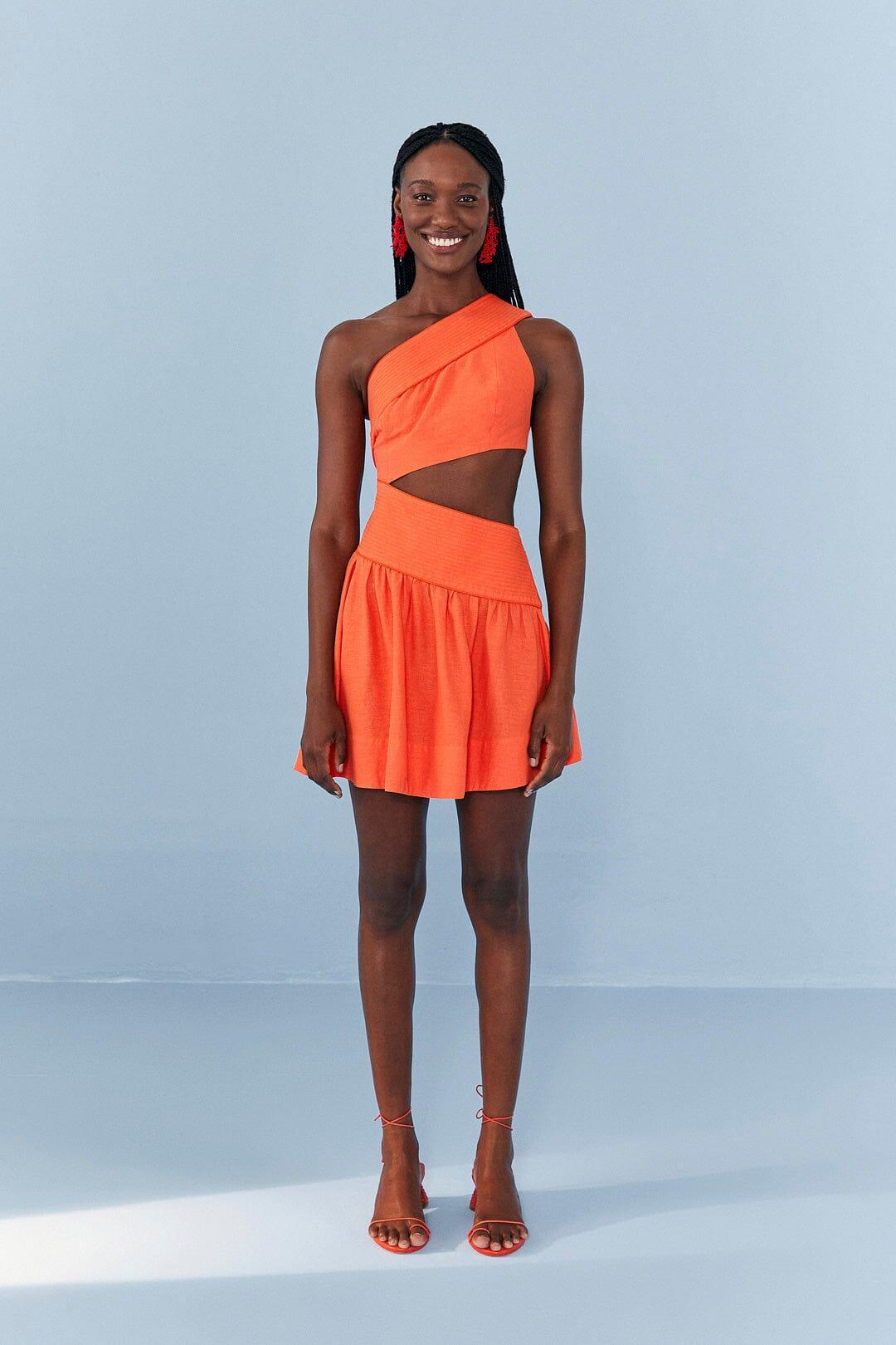 Orange One Shoulder Mini Dress Product Image