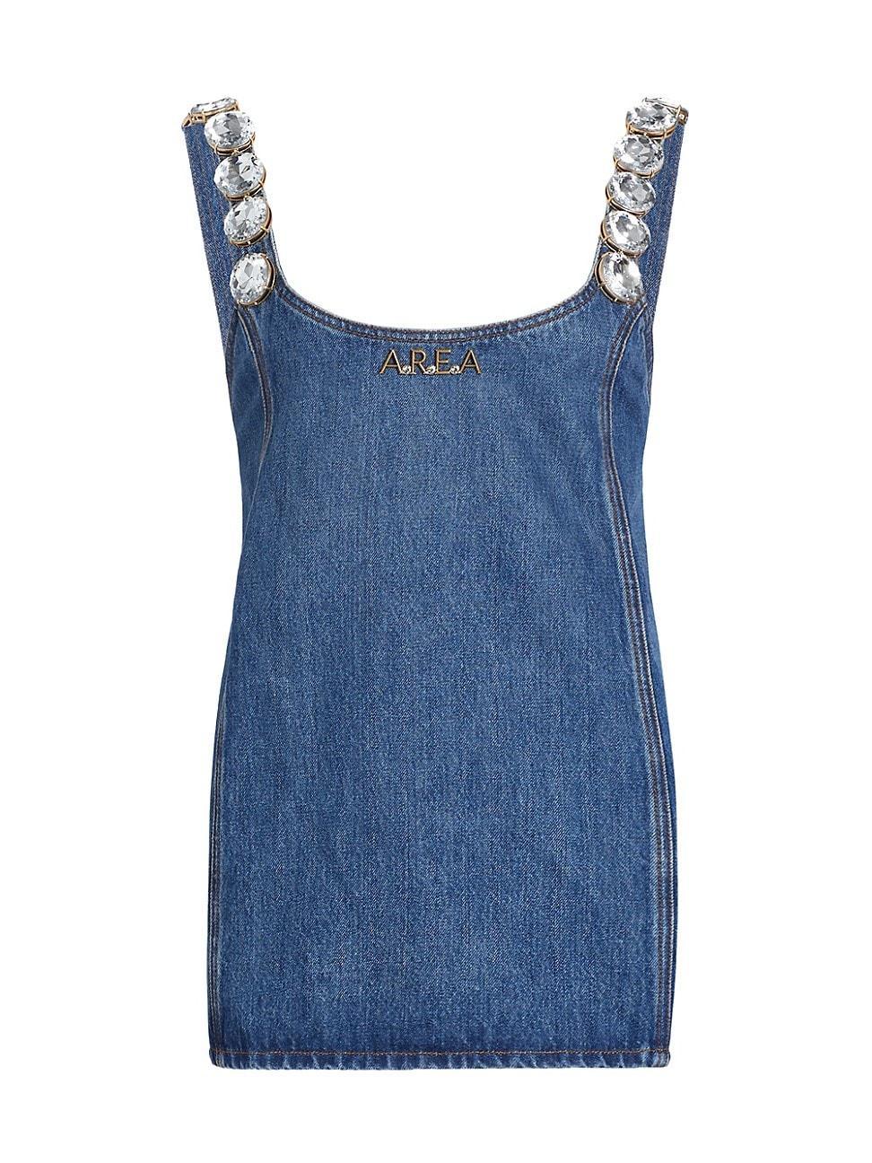 Womens Crystal-Strap Denim Minidress Product Image