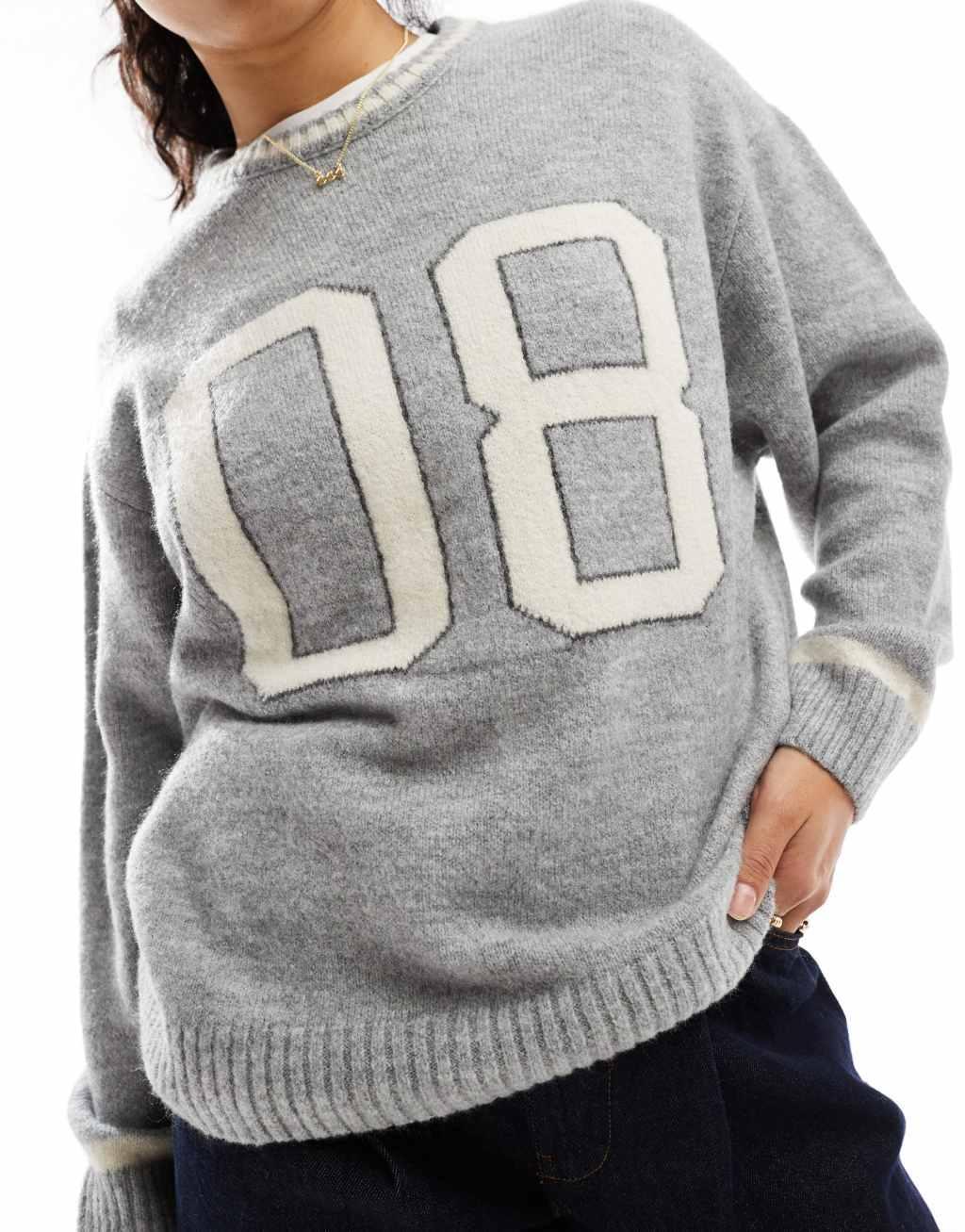 Stradivarius 08 sweater in gray  Product Image