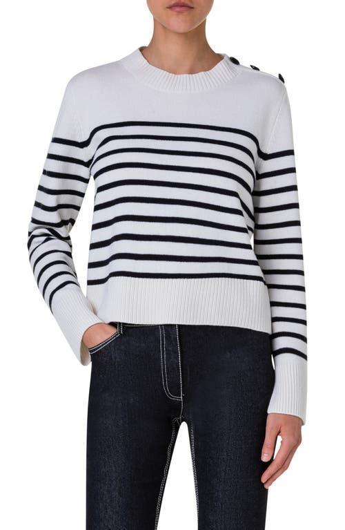 Womens Striped Wool-Blend Long-Sleeve Sweater Product Image