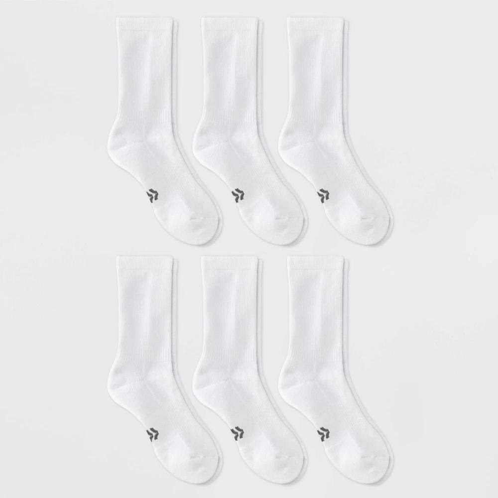 Womens Cushioned Foundation 6pk Athletic Crew Socks - All In Motion White 4-10 Product Image