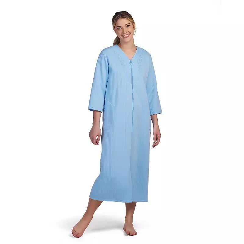 Womens Miss Elaine Essentials Quilt-In-Knit Long Zip Robe Product Image