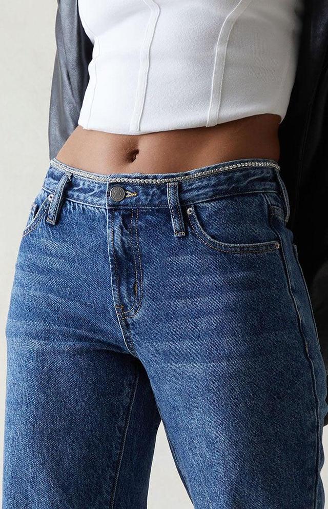 PacSun Womens Eco Indigo Rhinestone '90s Straight Leg Jeans Product Image