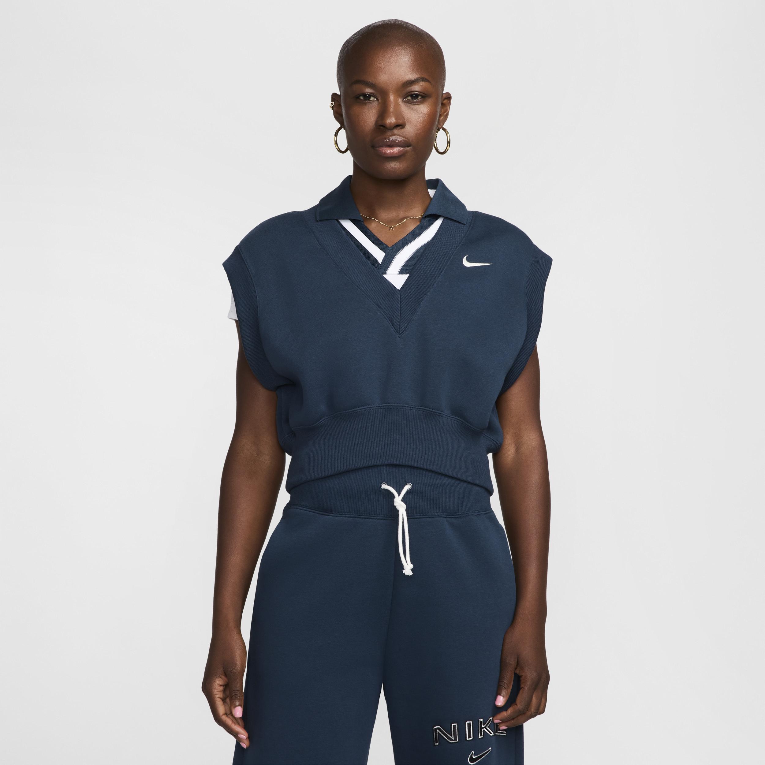 Womens Nike Sportswear Phoenix Fleece Loose V-Neck Sleeveless Cropped Top Product Image