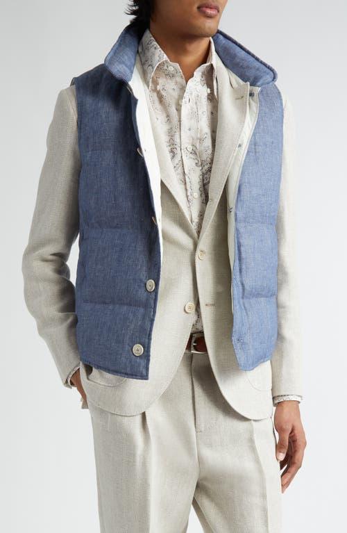 Mens Denim Effect Linen Down Vest Product Image