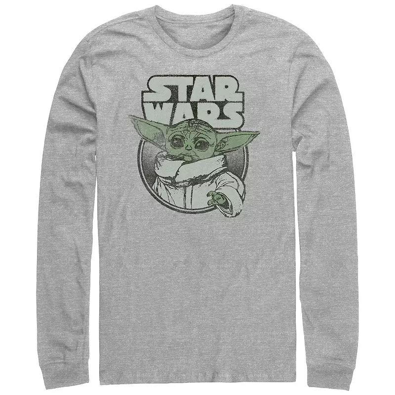 Mens The Mandalorian Grogu Star Wars Stamp Graphic Tee Athletic Grey Product Image