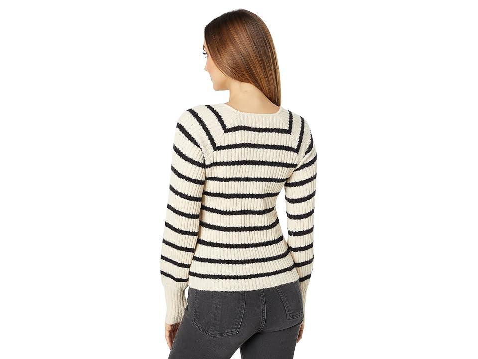 Saltwater Luxe Rickie Long Sleeve Stripe Scoop Neck Sweater (Vanilla) Women's Clothing Product Image