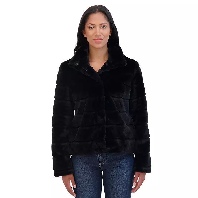 Sebby Collection Womens Sheared Faux Fur Snap Front Jacket Product Image