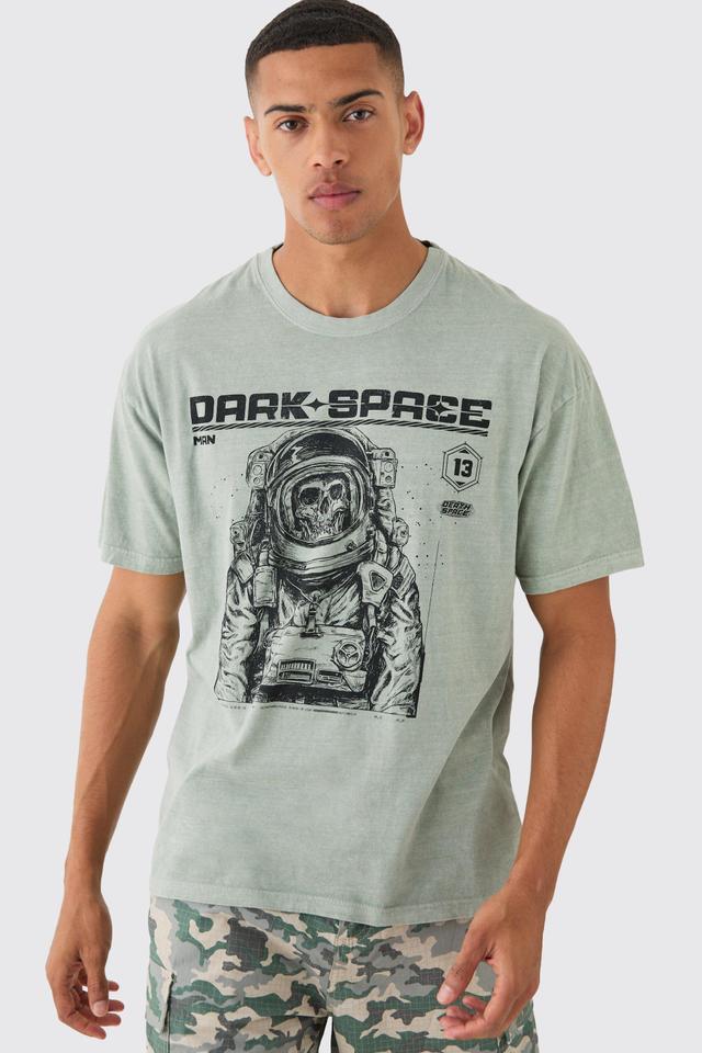 Oversized Washed Skeleton Astronaut Graphic T-shirt | boohooMAN USA Product Image