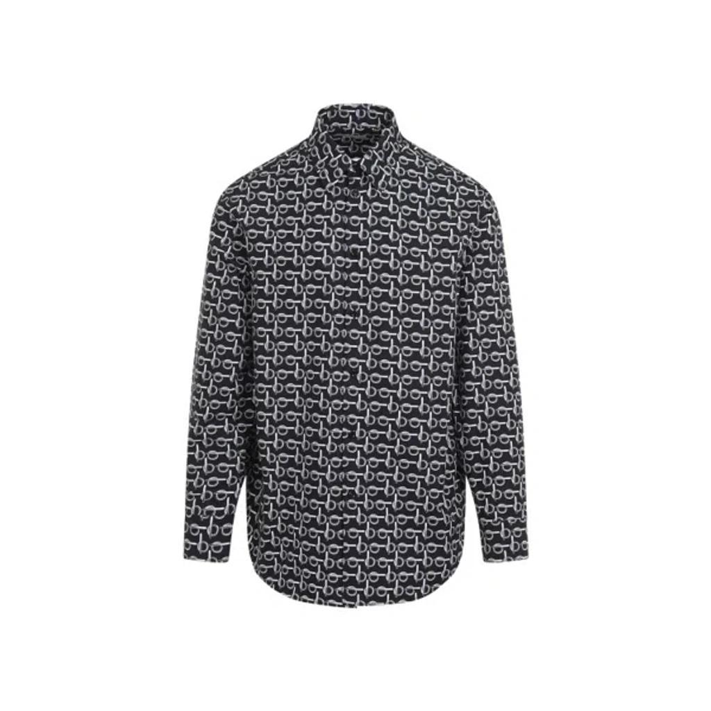 All Over Printed Silk Shirt In Black Product Image