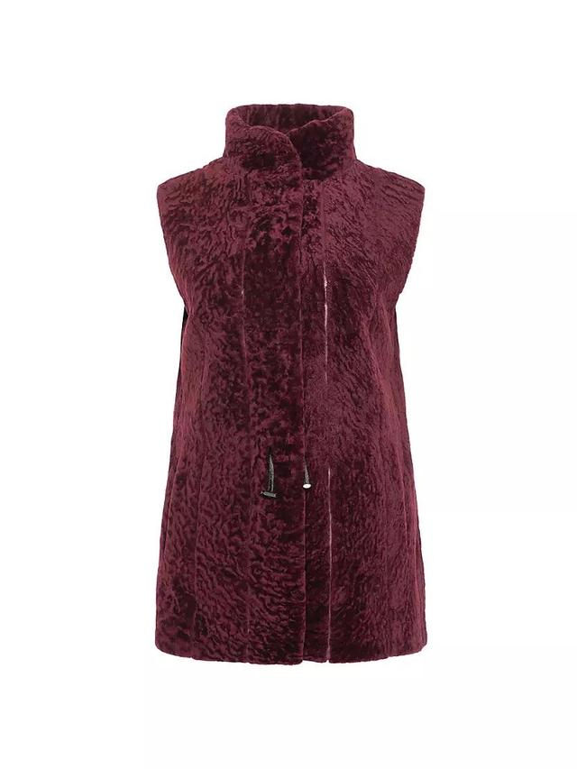 Textured Shearling Lamb Vest Reversible to Taffeta Product Image