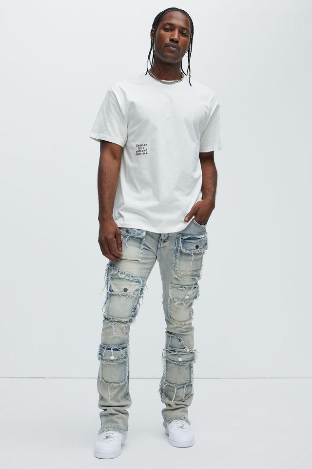 Let's Go Fray Cargo Skinny Flare Jeans - Light Wash Product Image