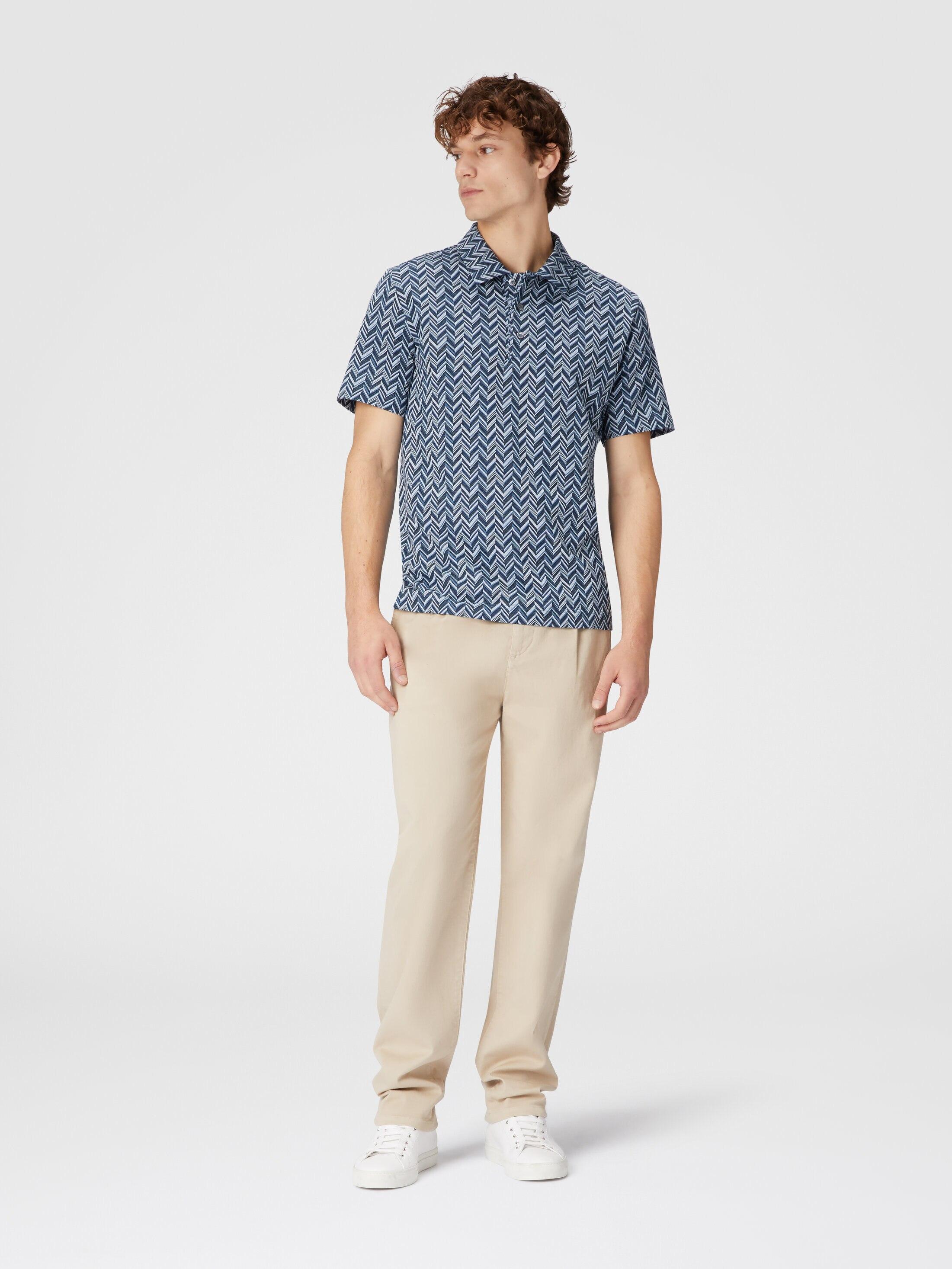 Zig zag jacquard cotton jersey polo shirt Product Image