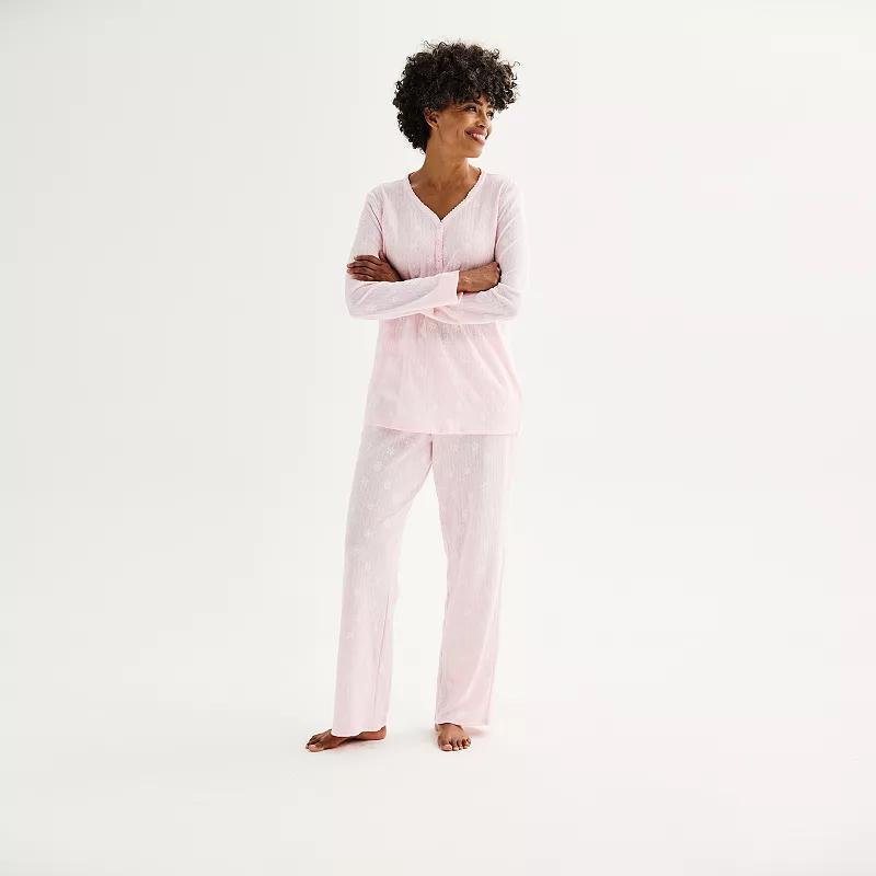 Womens Croft & Barrow Long Sleeve Pajama Top & Pajama Pants Sleep Set Product Image