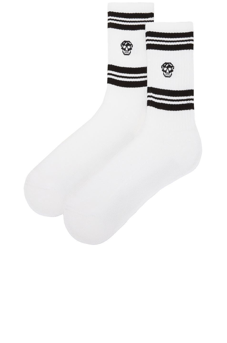 Alexander McQueen Skull Stripe Socks Black. (also in L). Product Image