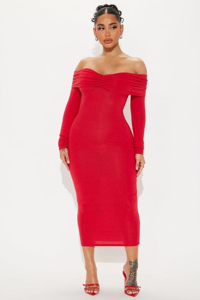 Sweet Like Honey Midi Dress - Red Product Image