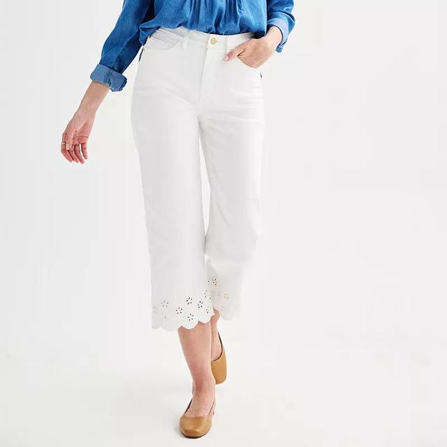 Womens Croft & Barrow Straight Eyelet Hem Crop Pants Product Image