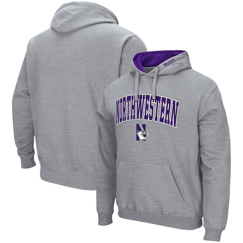 Mens Colosseum Heathered Gray Northwestern Wildcats Arch and Logo 3.0 Pullover Hoodie Product Image