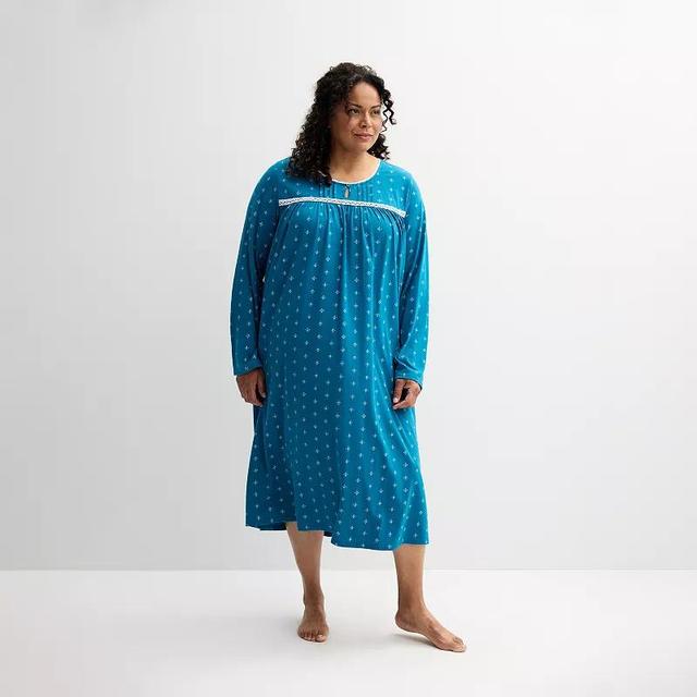 Plus Size Croft & Barrow Long Sleeve Nightgown, Womens Product Image