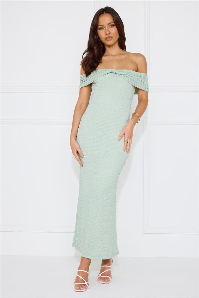 Fashion Fantasy Off Shoulder Maxi Dress Sage Product Image