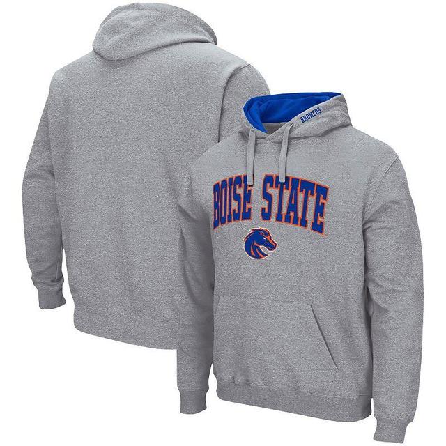 Mens Colosseum Heathered Gray Boise State Broncos Arch & Logo 3.0 Pullover Hoodie Product Image