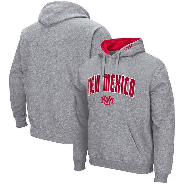 Mens Colosseum Heathered Gray New Mexico Lobos Arch and Logo Pullover Hoodie Product Image