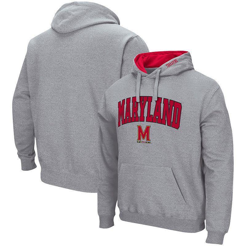 Mens Colosseum Heather Gray Arizona Wildcats Arch & Logo 3.0 Pullover Hoodie Product Image