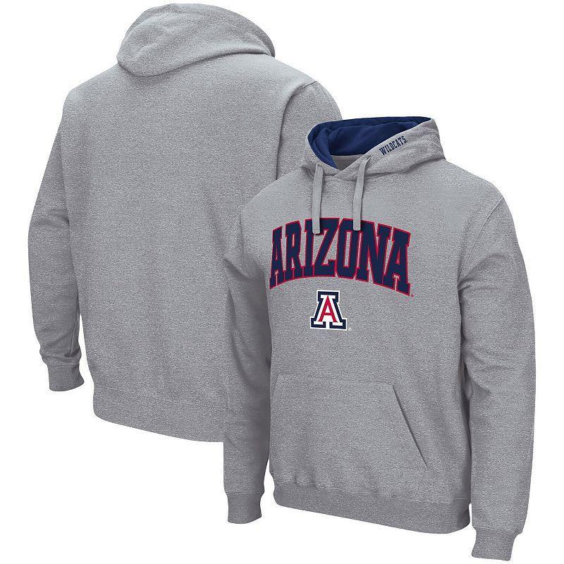 Mens Colosseum Heather Gray Arizona Wildcats Arch & Logo 3.0 Pullover Hoodie Product Image